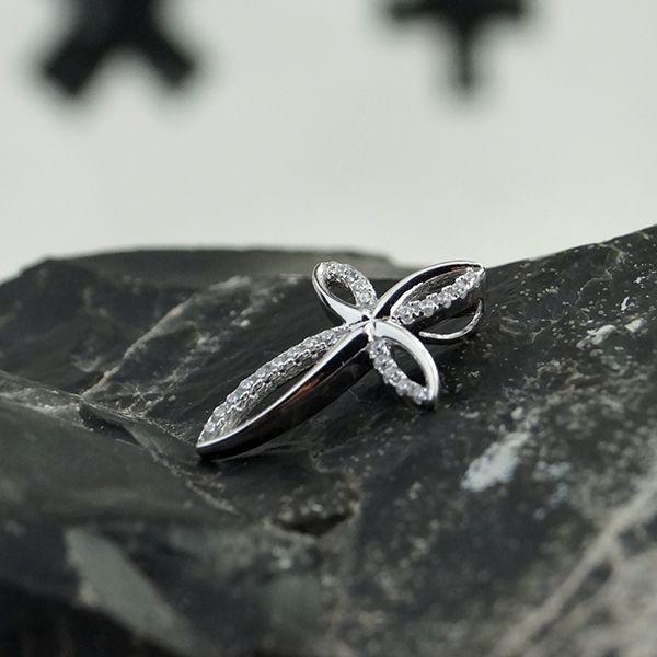 Anhänger "Kreuz" 925er Sterling Silber rhodiniert Kubic Zirkonia NEU