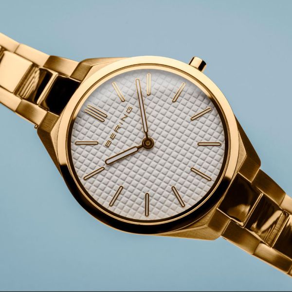 BERING Damen Armbanduhr Ultra Slim gold poliert gebürstet 17231-734 NEU
