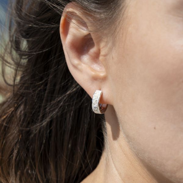 DUR Creolen "Nordlicht" 925er Silber rhodiniert Strandsand Zirkonia O5564 NEU