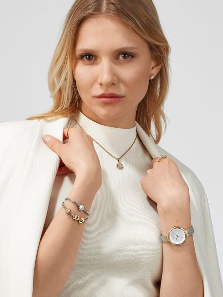 BERING Damen Armbanduhr Solar gold poliert silber 14631-024 NEU