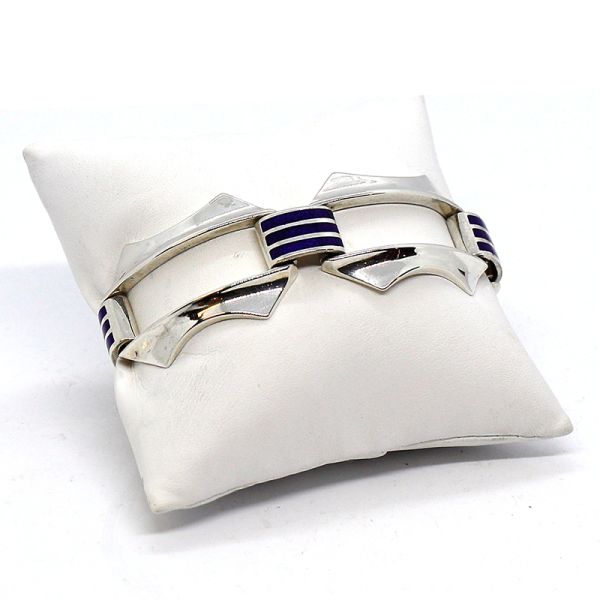 Silber Armband Gliederarmband 925er Silber Emaile Einlage 190 mm (21641)