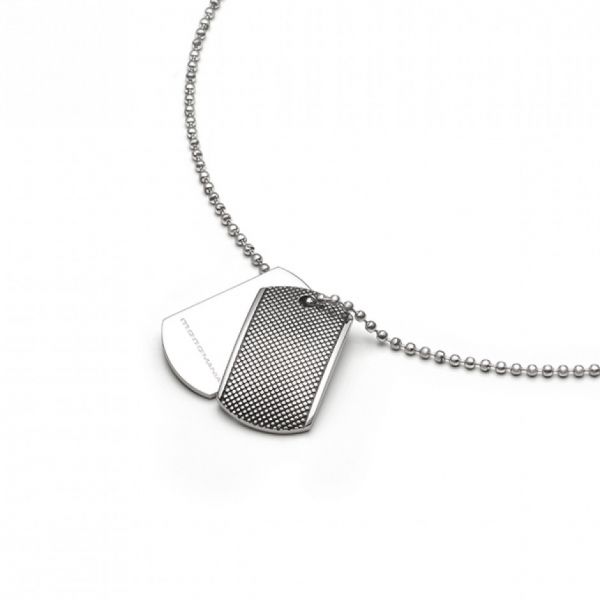 monomania Business Rocker Anhänger Edelstahl "Dog Tag" PVD beschichtet, schwarz mit Noppen