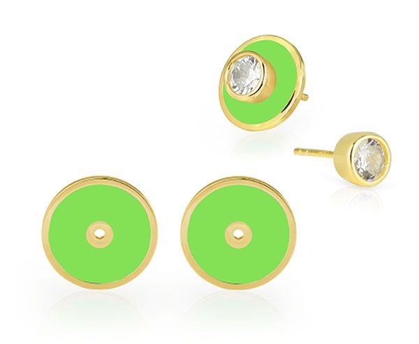 Beisteckscheibe für Ohrstecker Grün emalliert 12 mm vergoldet ES90031280 NEU