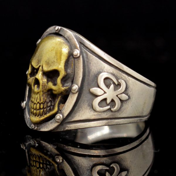 Ring "GOLD SKULL" 925er Silber mit Bronze Gr 70 by JJJ LA NEU