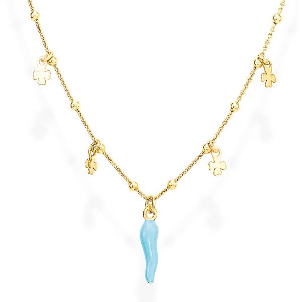 AMEN Collier Damen 925er Silber vergoldet Chilli türkis CLCSQGA NEU