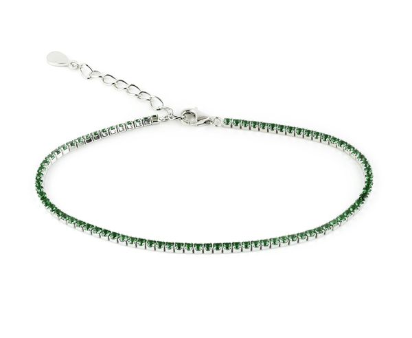 Tennis Armband 925er Silber Zirkonia facettiert Grün 17,5 cm + 3 cm ES90030531 NEU