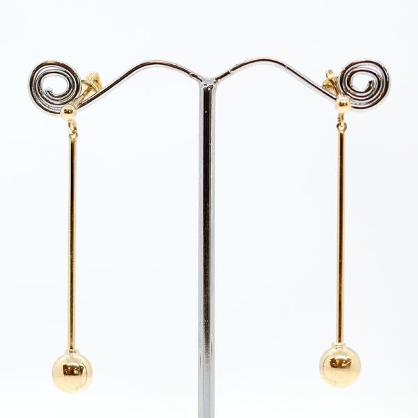 Lange Ohrhänger mit Kugel und verschraubten Ohrmuttern 585er (26385)