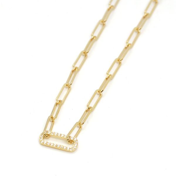 Collier "CHAIN" 925er Silber vergoldet 45+3 cm Zirkonia ES90028064 NEU