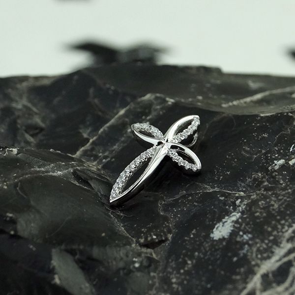 Anhänger "Kreuz" 925er Sterling Silber rhodiniert Kubic Zirkonia NEU