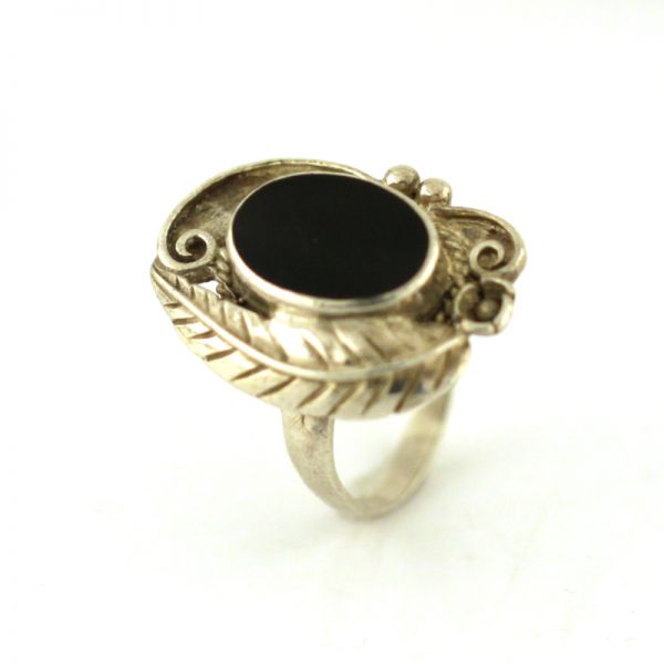 Onyx Silber Ring Damen 925er Silber GR 58 (1057)