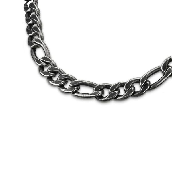 Figaro Kette Herren Edelstahl Schwarz 50 cm ST8-046A NEU