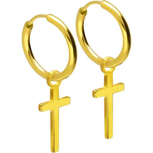 Creolen bewegliches Kreuz Chirurgenstahl 316L PVD gold CSO353-GO-2-10 NEU