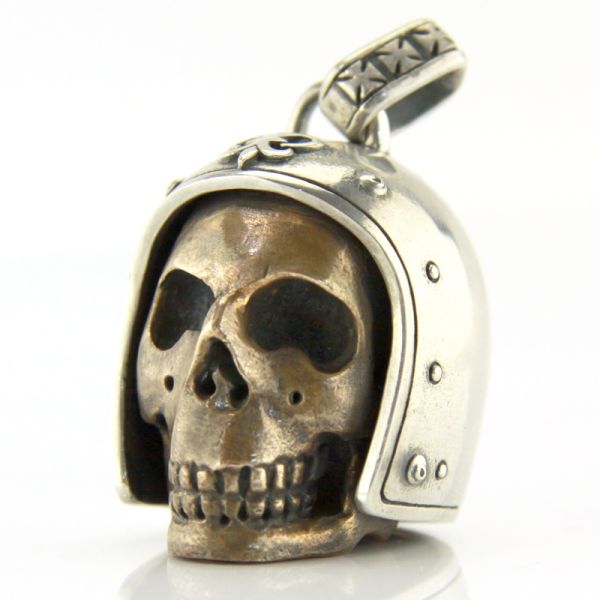 JJJ LA Anhänger "BIG BIKER SKULL BRONCE" 925er Silber kombiniert mit Bronze