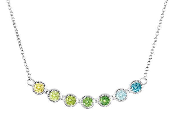 Collier Multicolor grün-blau facettiert 925er Silber rhodiniert ES90027975 NEU