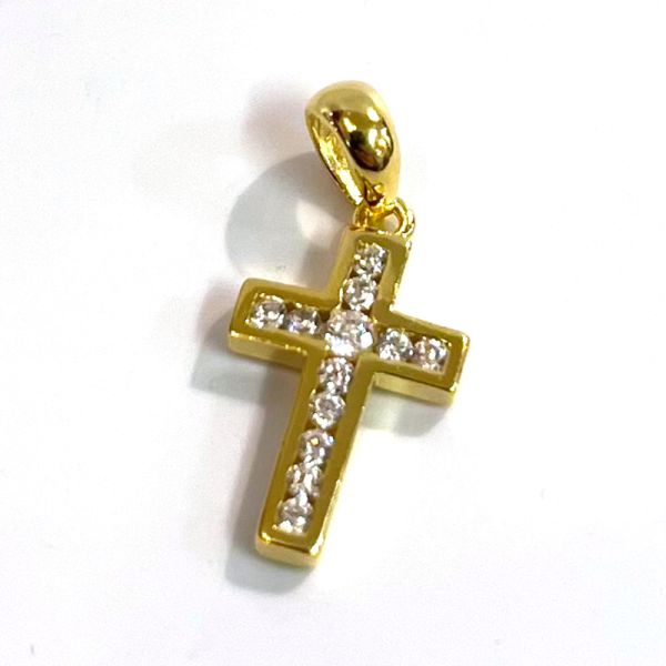 Kreuz Anhänger 925er Silber vergoldet Kubic Zirkonia BP06172-G