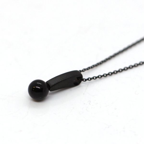 monomania Collier "BLACK KISS" Onyx 1 Strang Edelstahl 45 cm NEU