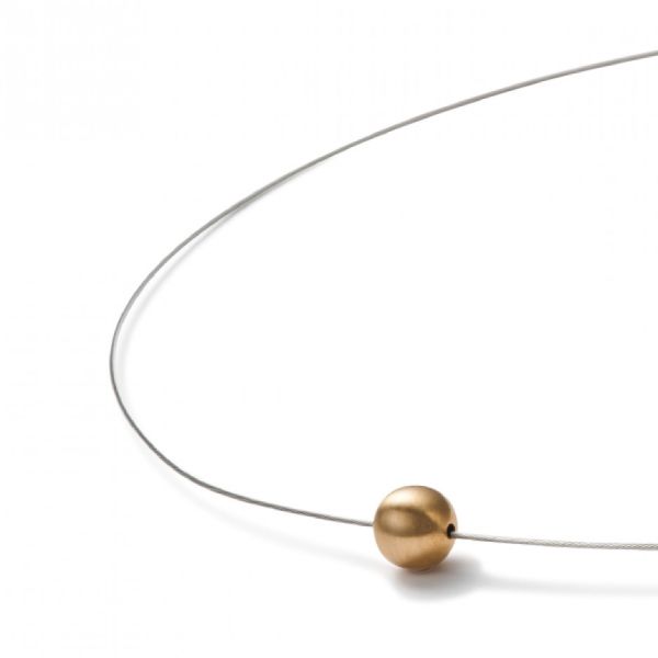 monomania Goldkugel-Collier, Edelstahl & Gold 750er/18K, 1 Strang, rund 1,3 mm Durchmesser