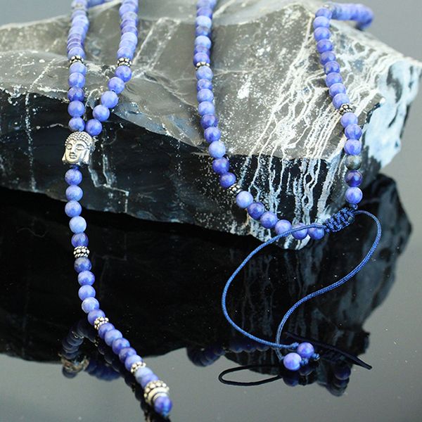 JJJ LA Triangle Halskette Achat Gebetskette Rosenkranz Buddha 925er Silber