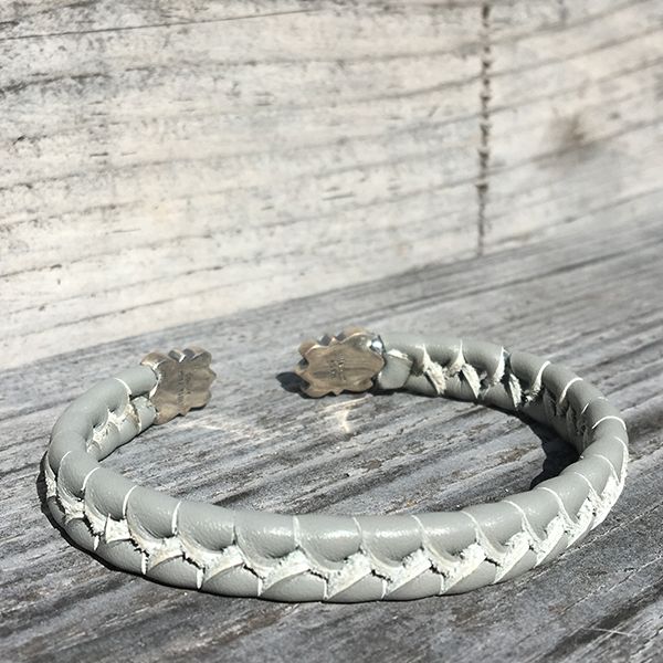 JJJ LA Leder Armspange "LILY" kombiniert mit 925er Silber 190 mm grau