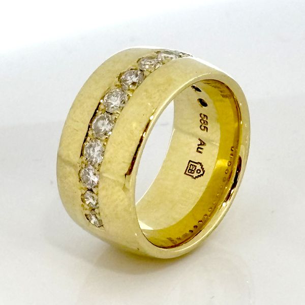 Diamant Ring 585er Gold Goldschmiedearbeit 0,90 Ct Diamnten im Brillantschliff Ringgröße 52 (34368)
