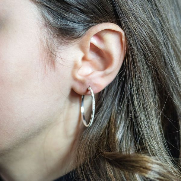 DUR Creolen "rund 30 mm" Strandsand 925er Silber rhodiniert O5540 NEU