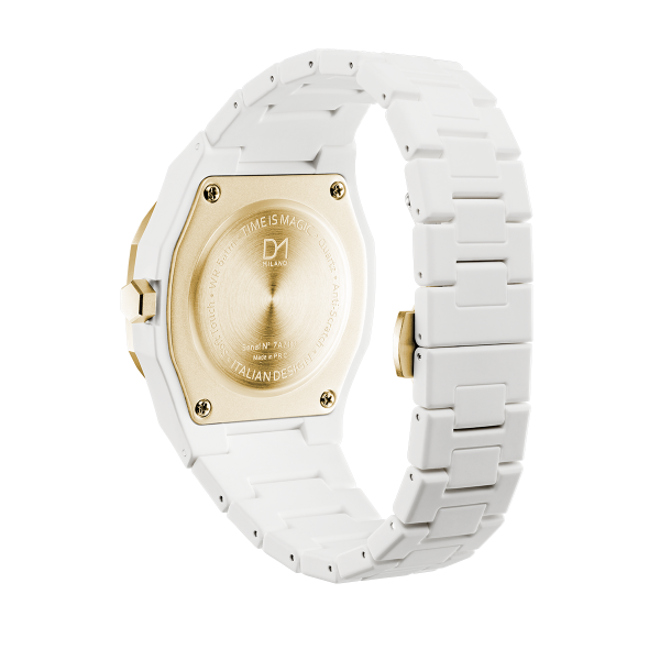 D1 Milano PR06 Armbanduhr Polycarbonat Gold White NEU