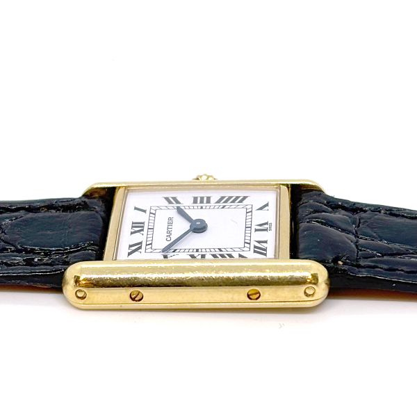 Cartier Luis Tank Armbanduhr 750er Gelbgold Quarz ca. 20 x 28 mm Box & Papiere (37405)
