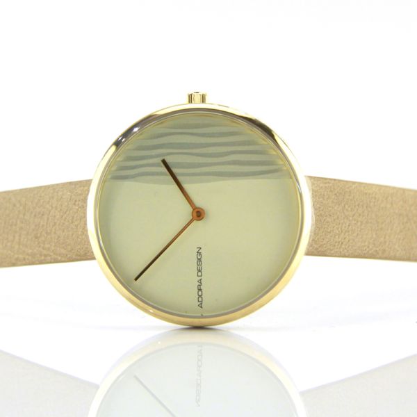 Adora Design Damen Armbanduhr AD8170 Bi-Color am Lederband