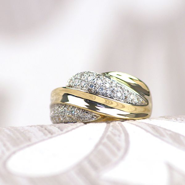 Gelbgold 585er Diamant circa 0,48ct Bandring mit Verlauf