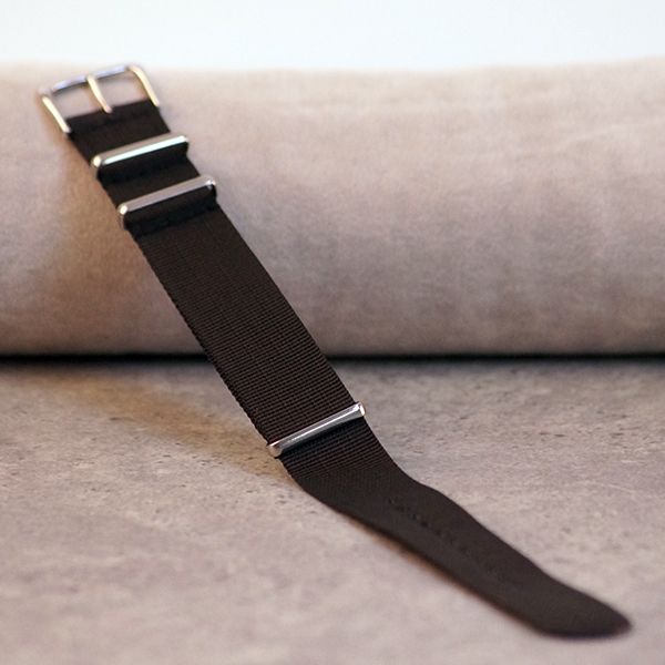 Uhrenarmband Durchzugsband Textil Nylon schwarz 20 mm