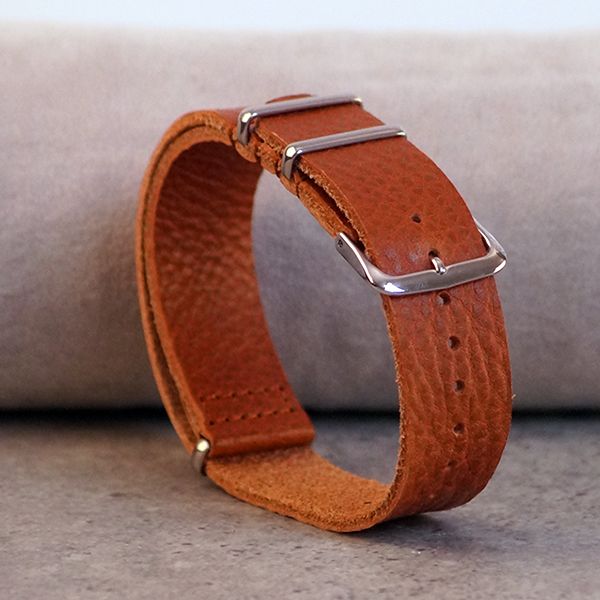 Uhrenarmband Durchzugsband Leder braun 20 mm