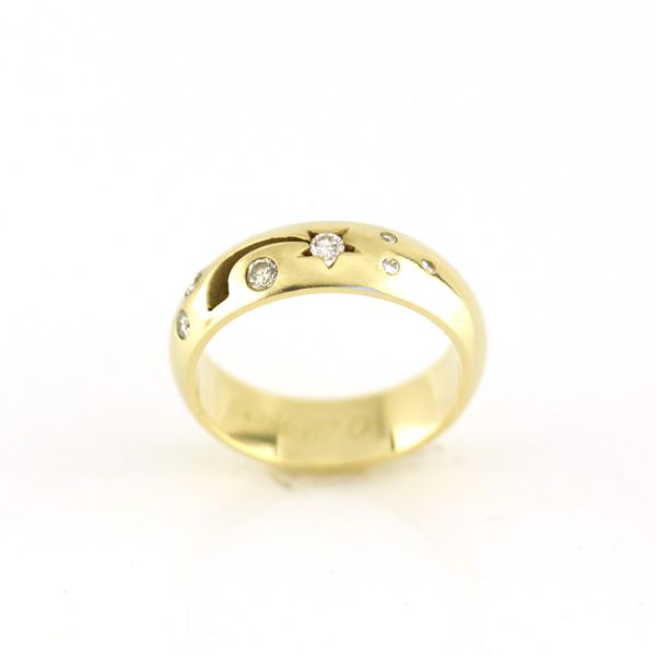 Handarbeit Gelbgold Bandring 585er mit 0,24ct Diamanten im Brillantschliff GR 59