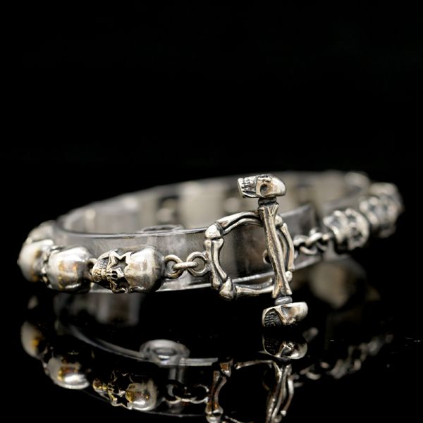 Armband Gliederarmband "STARSKULLS" 925er Silber Knebelverschluss 7 x 190 mm NEU
