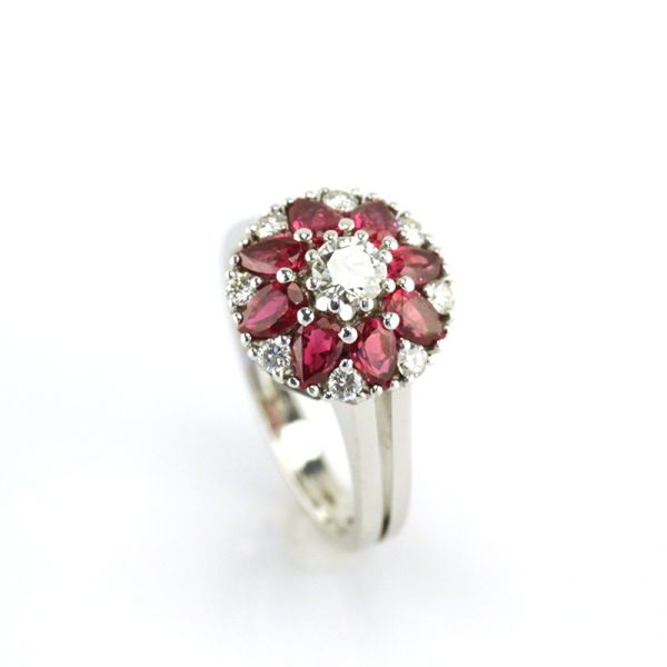 Weißgold Ring 750er mit Brillanten ca. 0,48ct und pinken Saphiren ca. 0,96ct