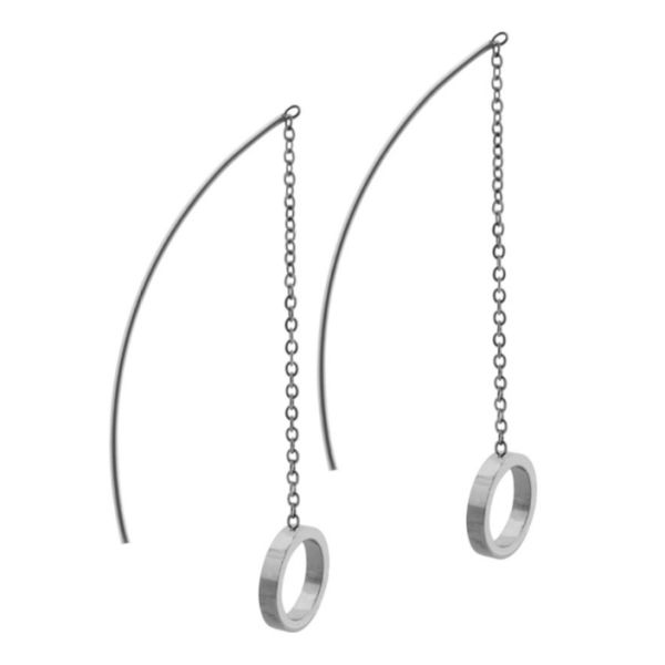 Ohrring Kette KREIS Chirurgenstahl 316L Silber CSO322-SI NEU