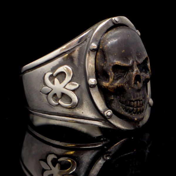 Ring "BLACK SKULL" 925er Silber mit Bronze Gr 70 by JJJ LA NEU