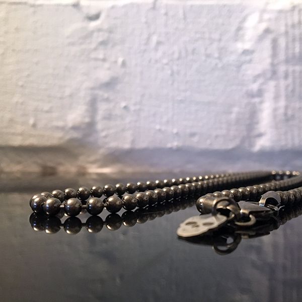 JJJ LA Halskette "BALL & CHAIN" Kugelkette 925er Silber geschwärzt Ø 4 mm 70 cm lang