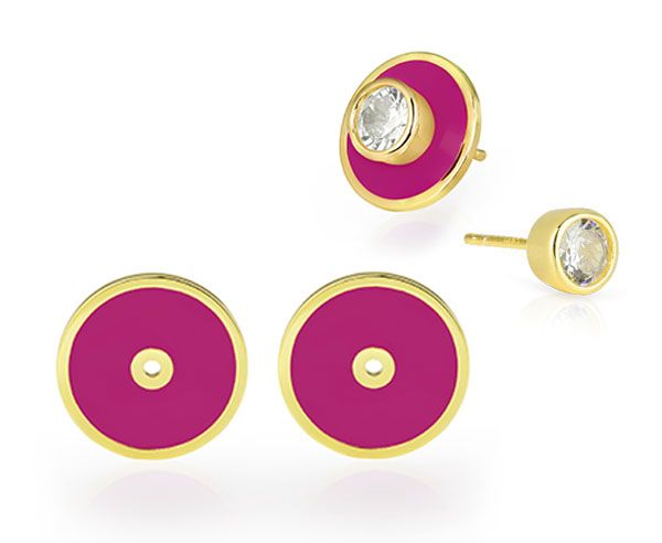 Beisteckscheibe für Ohrstecker Pink emalliert 12 mm vergoldet ES90031326 NEU