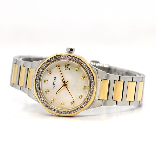 Adora Damen Armbanduhr Edelstahl IP Gold Zirkonia Besatz AT5570 NEU