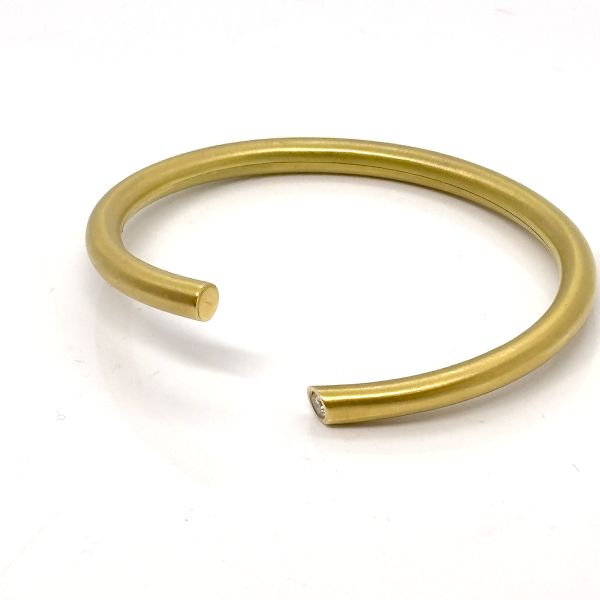 Diamant Armreif Armspange Goldschmiedearbeit 750er Gelbgold ca. 0,20 Ct Brillant (33527)