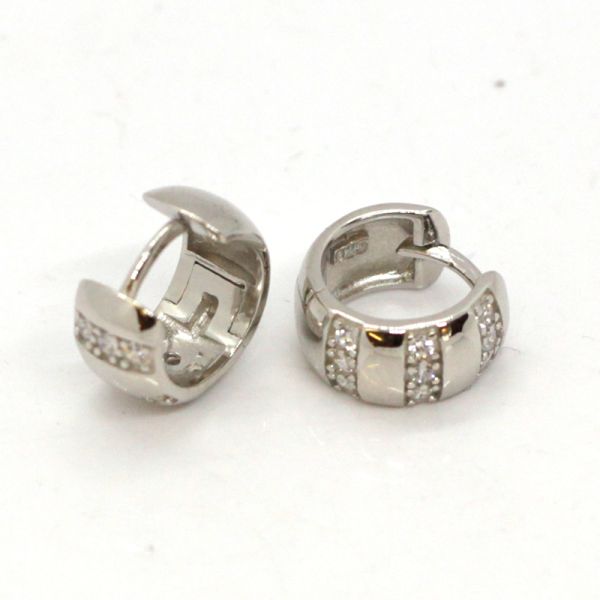 Creole Klappcreole 925er Silber rhodiniert funkelnde weiße Zirkonia NEU