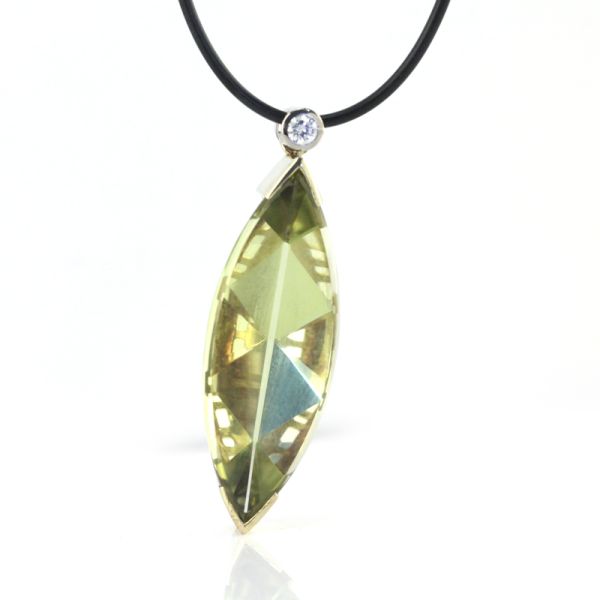 Citrin Diamant Anhänger 585er Gelbgold / Weißgold Goldschmiedearbeit (7377)