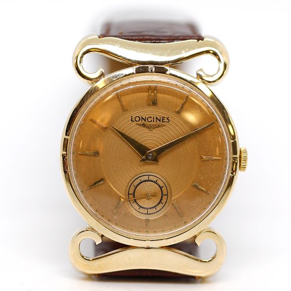 Longines Wittnauer Armbanduhr 14Kt Gold Handaufzug am Lederband (31422)