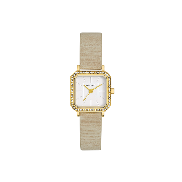 Adora Damen Armbanduhr Edelstahl IP Gold Zirkonia Quadratisch AT5413 NEU