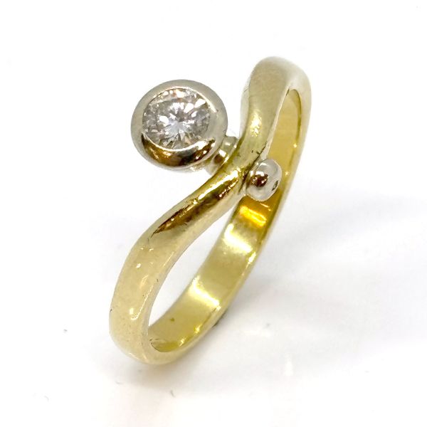 Brillantring 750er Weißgold / Gelbgold 0,25 Ct Diamant im Brillantschliff GR 58 (31795)