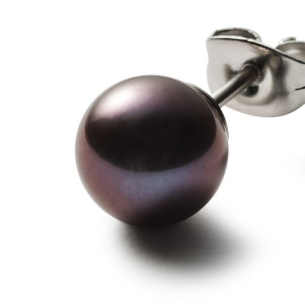 monomania Ohrstecker graue Süßwasserperle "Sphere" Ø 8 mm Edelstahl 31243 NEU