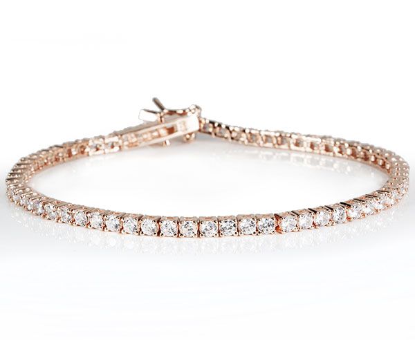 Tennisarmband 925er Silber Rosé vergoldet facettierte Zirkonia 18 cm 90027288 NEU