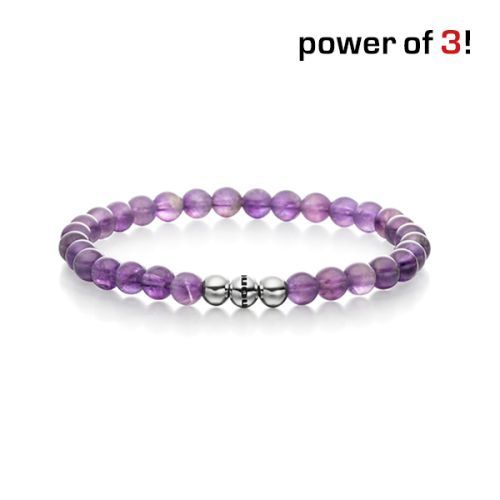 monomania Armband "POWER OF 3 " Perlenarmband "Stärke", Amethyst Ø6 mm GR S NEU
