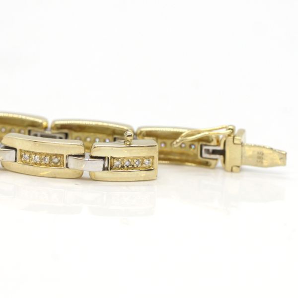 Brillant Armband Gliederarmband Bi-Color 585er Gelbgold / Weißgold 21 cm (11470)