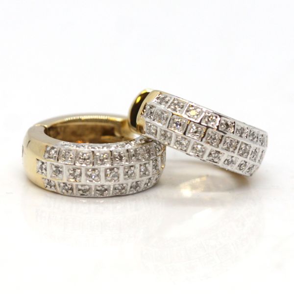 Diamant Creolen 585er Gelbgold Weißgold Diamanten im 8/8 Schliff (13602)